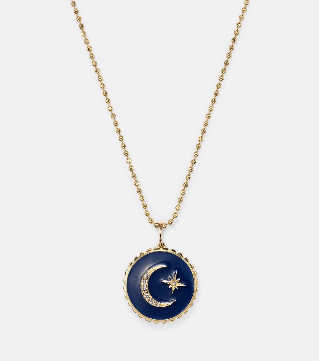 Collana in oro 14kt con medaglione celeste e diamanti Sydney Evan per giovani