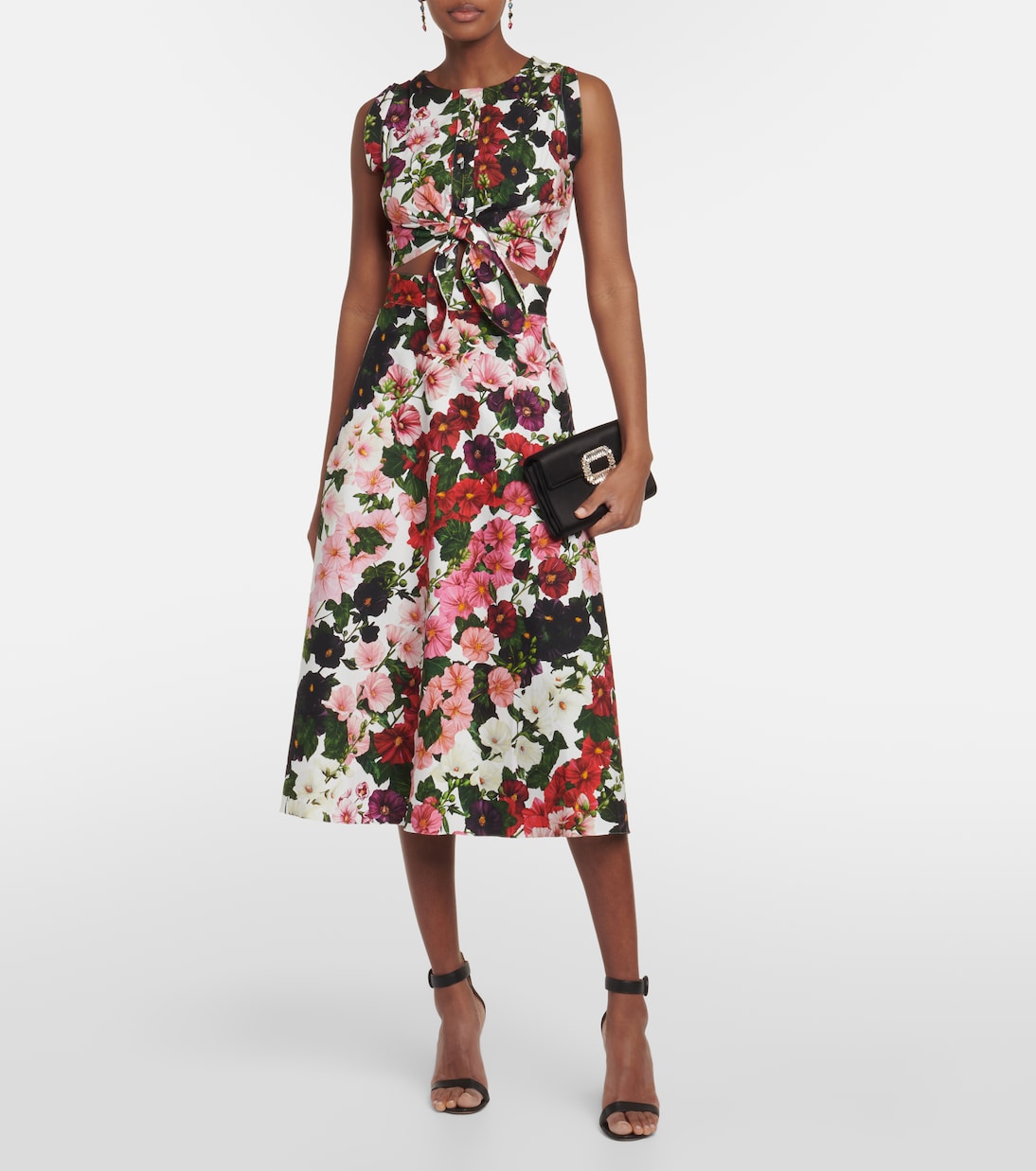 Vestido midi de mezcla de algodón floral | Oscar de la Renta