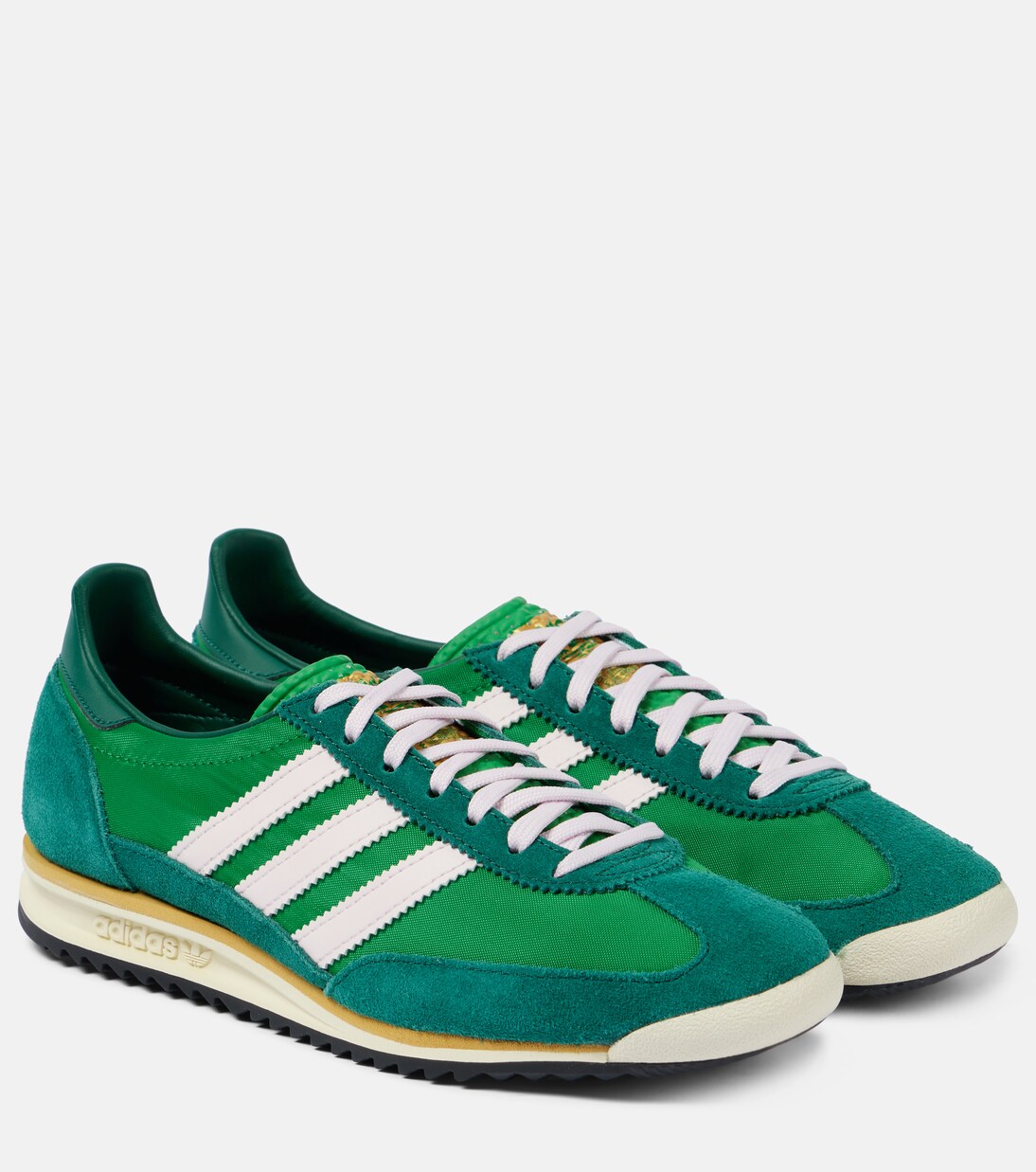 SL 72 leather trimmed sneakers in green Adidas Mytheresa