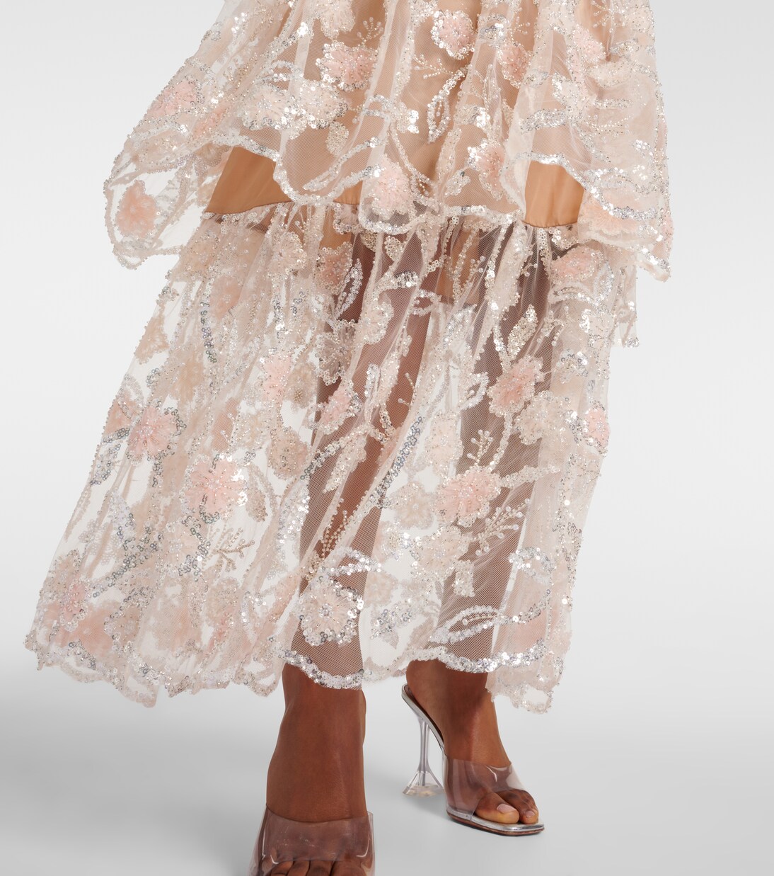 Abito lungo in mesh con paillettes | Self-Portrait