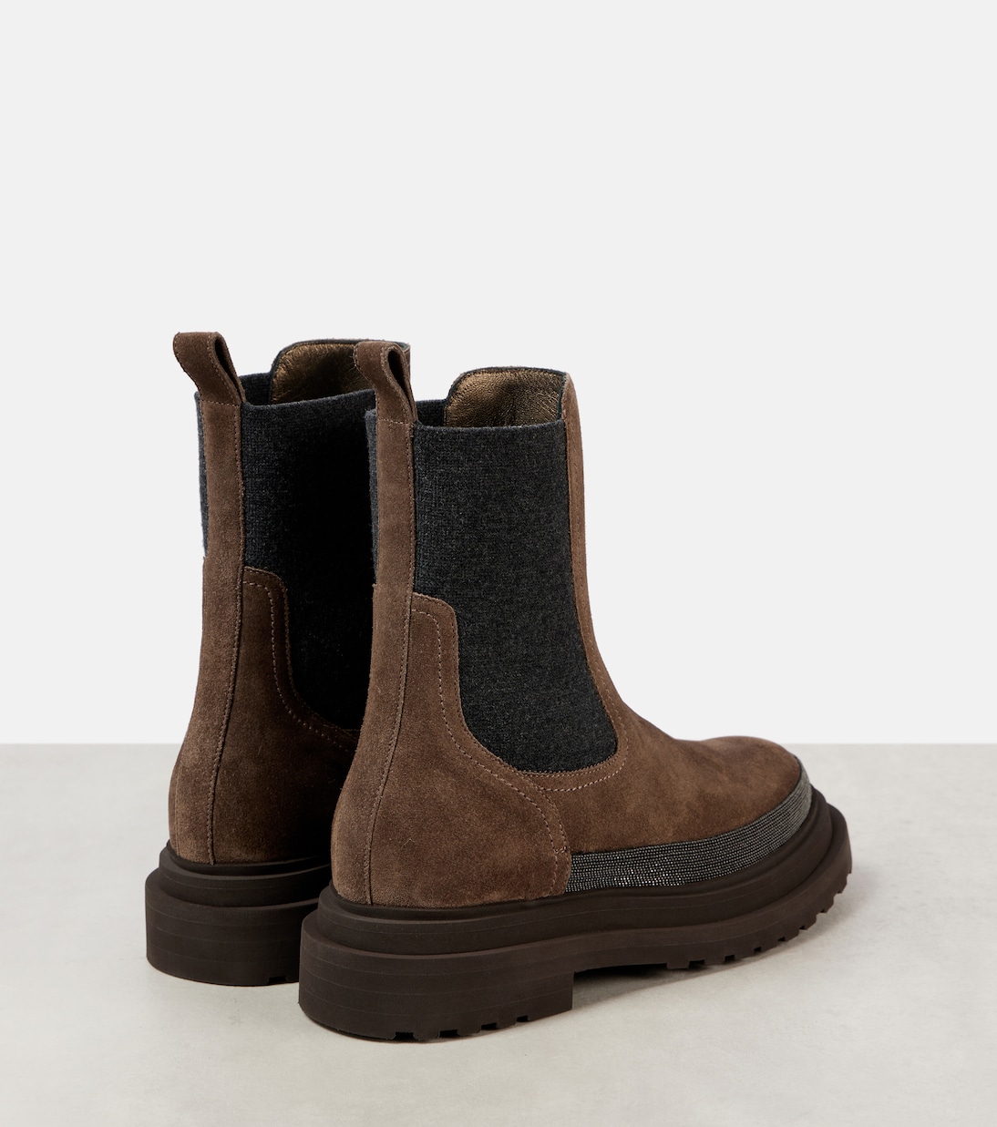 Bottines Chelsea Monili en daim à ornements | Brunello Cucinelli