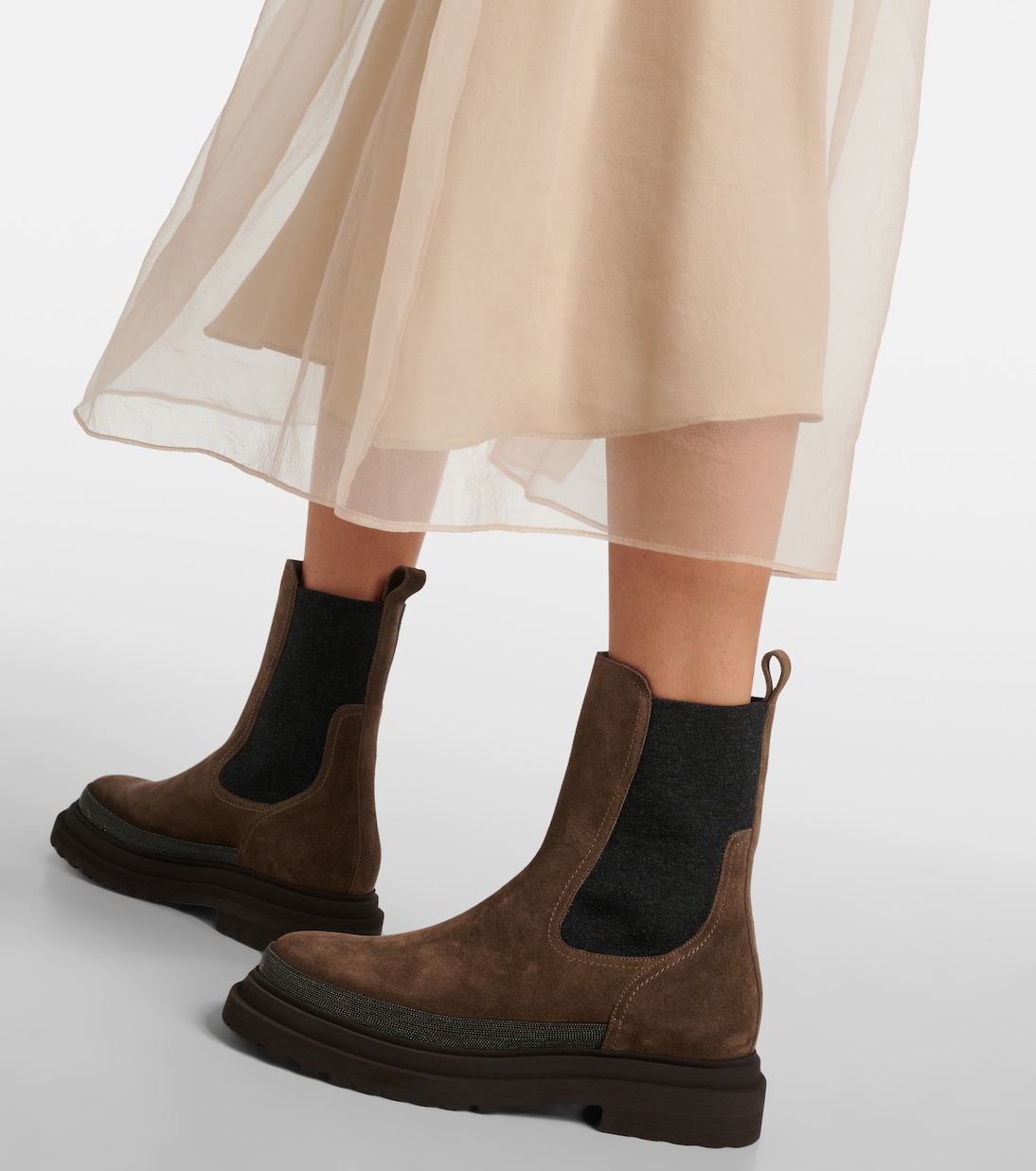 Bottines Chelsea Monili en daim à ornements | Brunello Cucinelli
