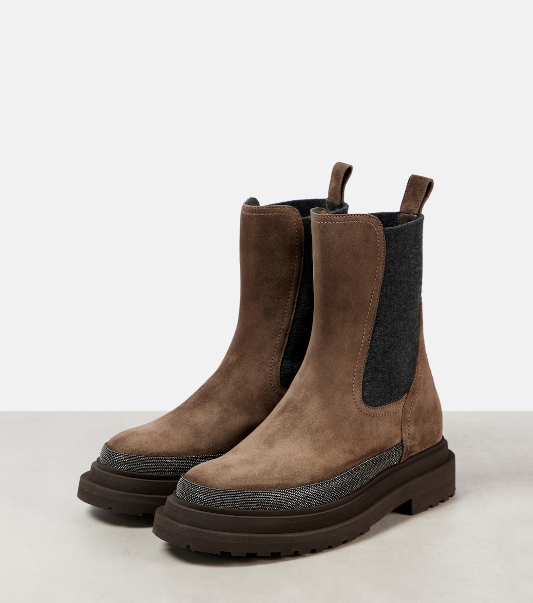 Bottines Chelsea Monili en daim à ornements | Brunello Cucinelli