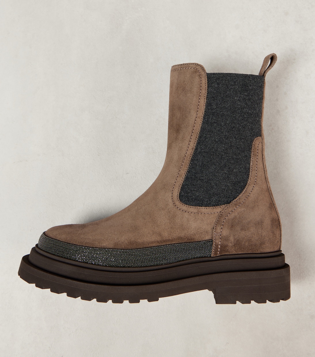 Bottines Chelsea Monili en daim à ornements | Brunello Cucinelli