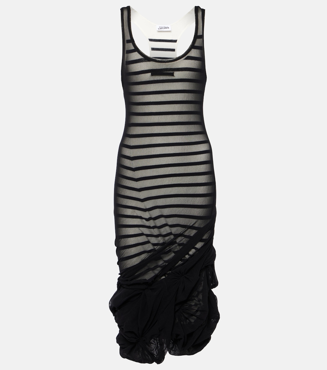 Vestido midi fruncido de marinière y tul | Jean Paul Gaultier