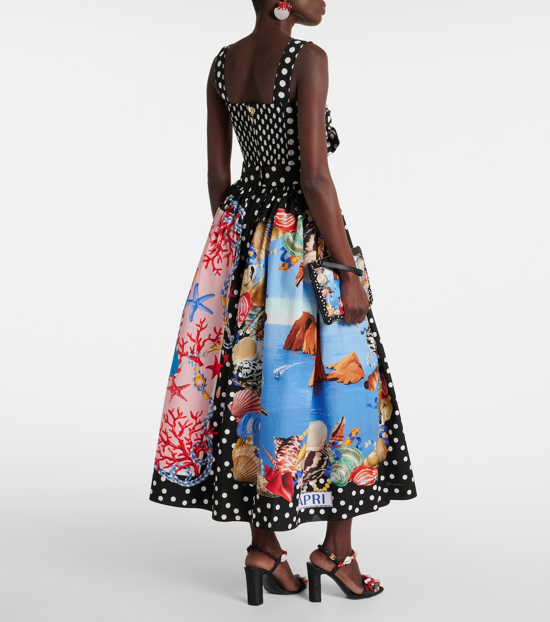 Gonna midi Capri in cotone con stampa | Dolce&Gabbana