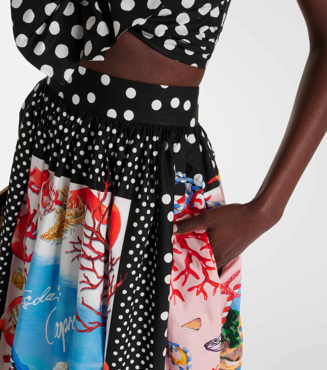 Gonna midi Capri in cotone con stampa | Dolce&Gabbana