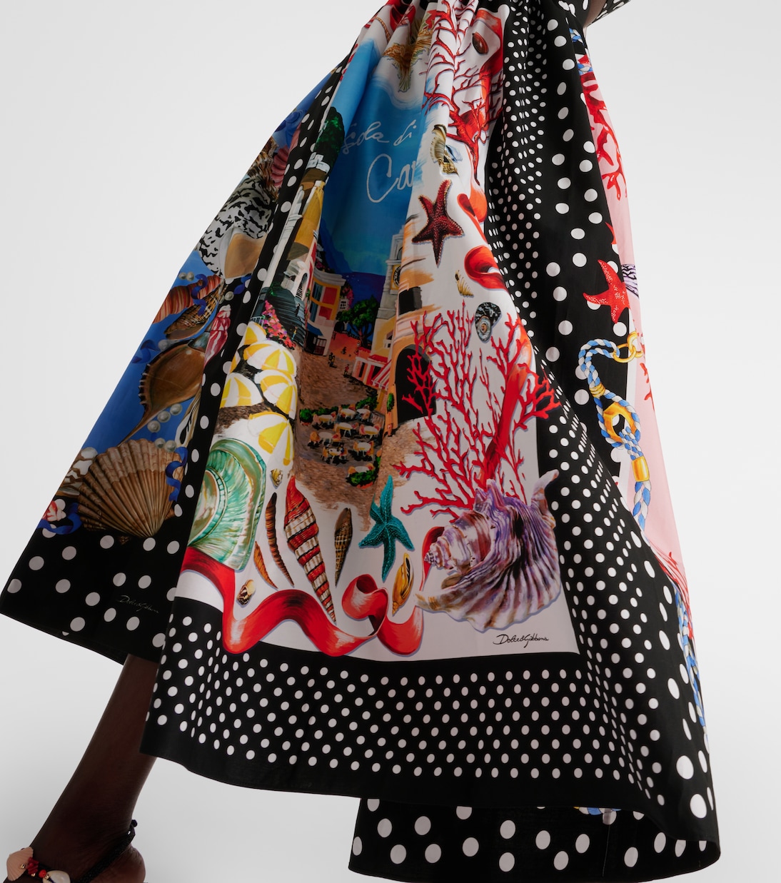 Gonna midi Capri in cotone con stampa | Dolce&Gabbana