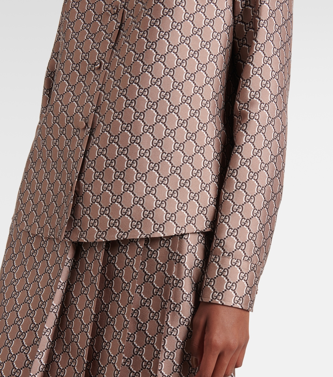 Camisa de Seda Satén Gucci Gg Shadow para Jóvenes Modernos