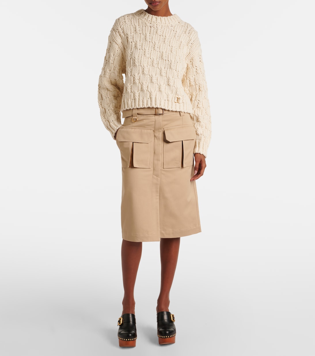 Falda sahariana midi de gabardina | Chloé
