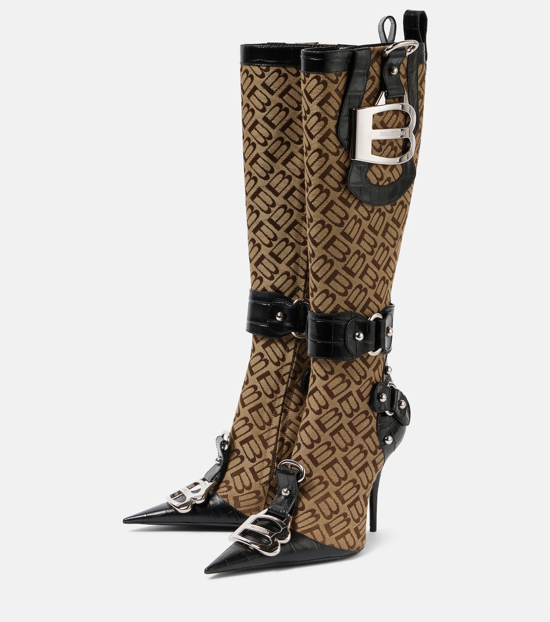 بوت للركبة مقلّم بالجلد Essex | Balenciaga