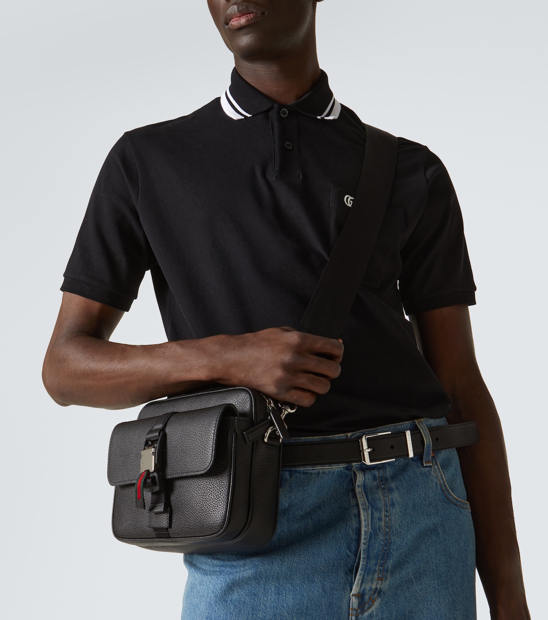 Messenger Bag Web Stripe Small aus Leder | Gucci