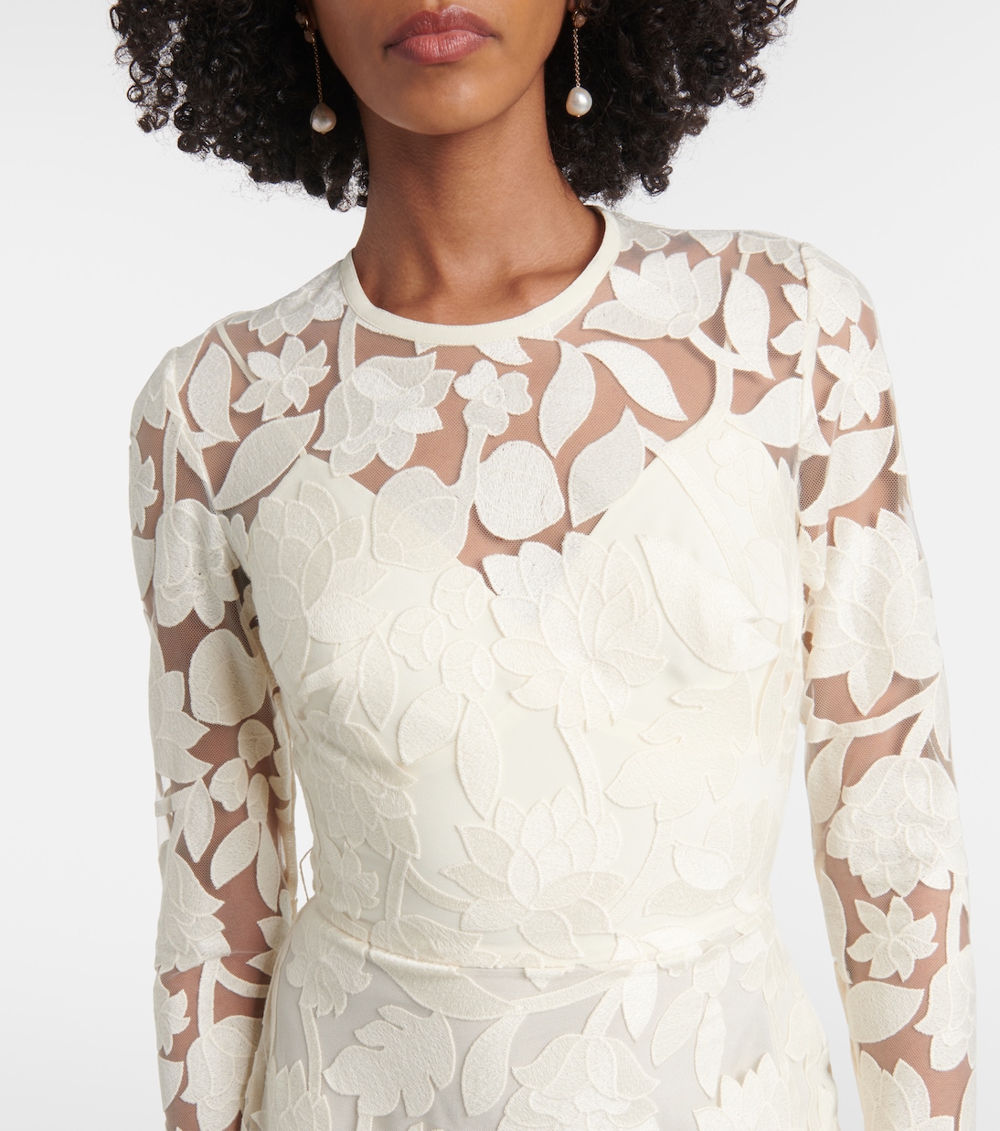 Abito midi in tulle con ricamo | Elie Saab
