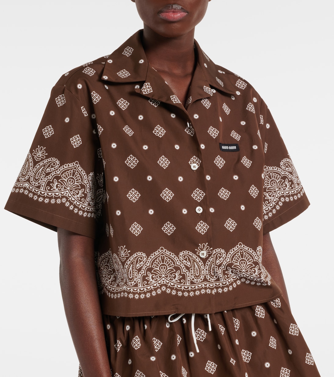 Camicia in cotone con stampa | Miu Miu
