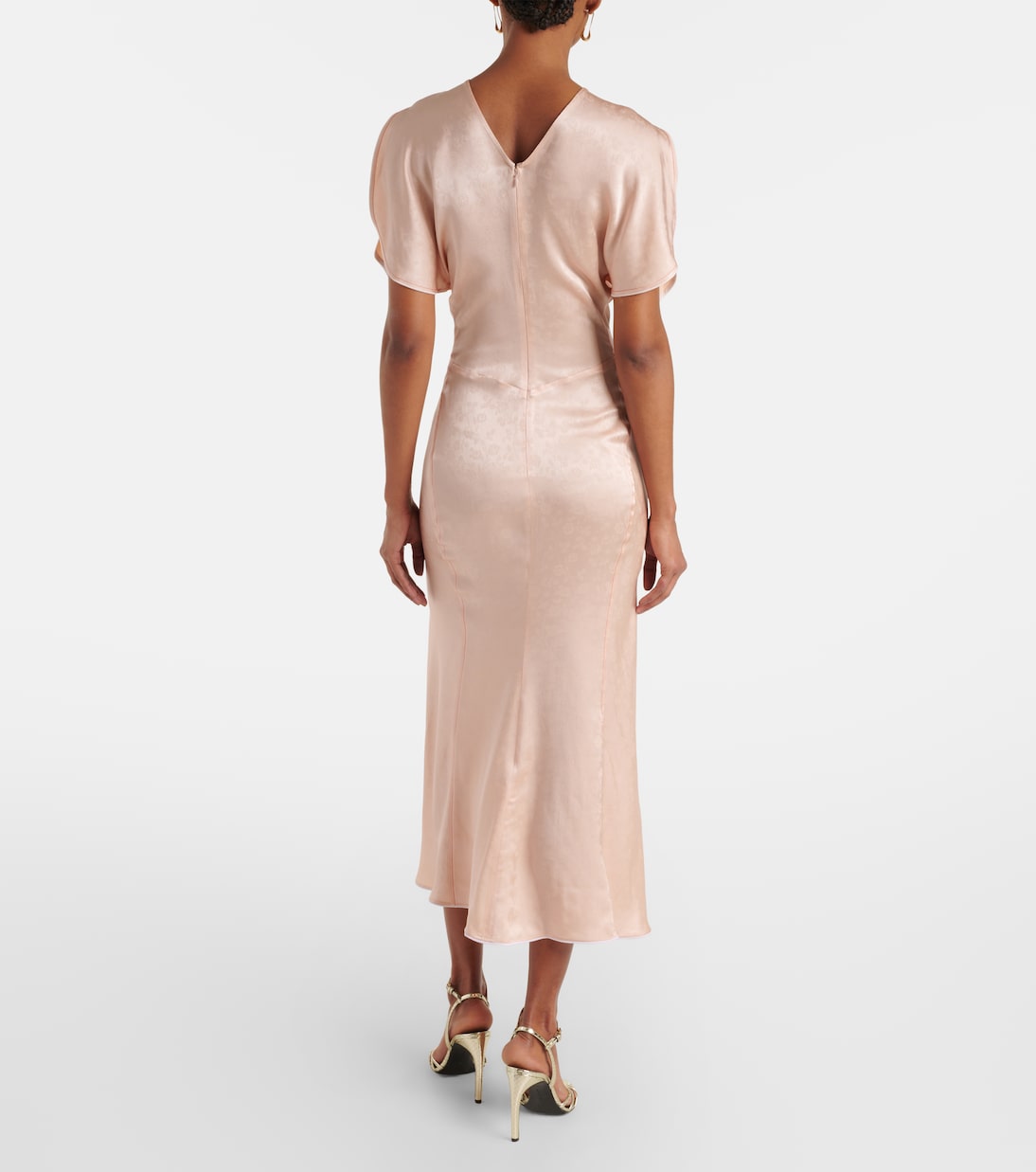Abito midi in jacquard di raso | Victoria Beckham