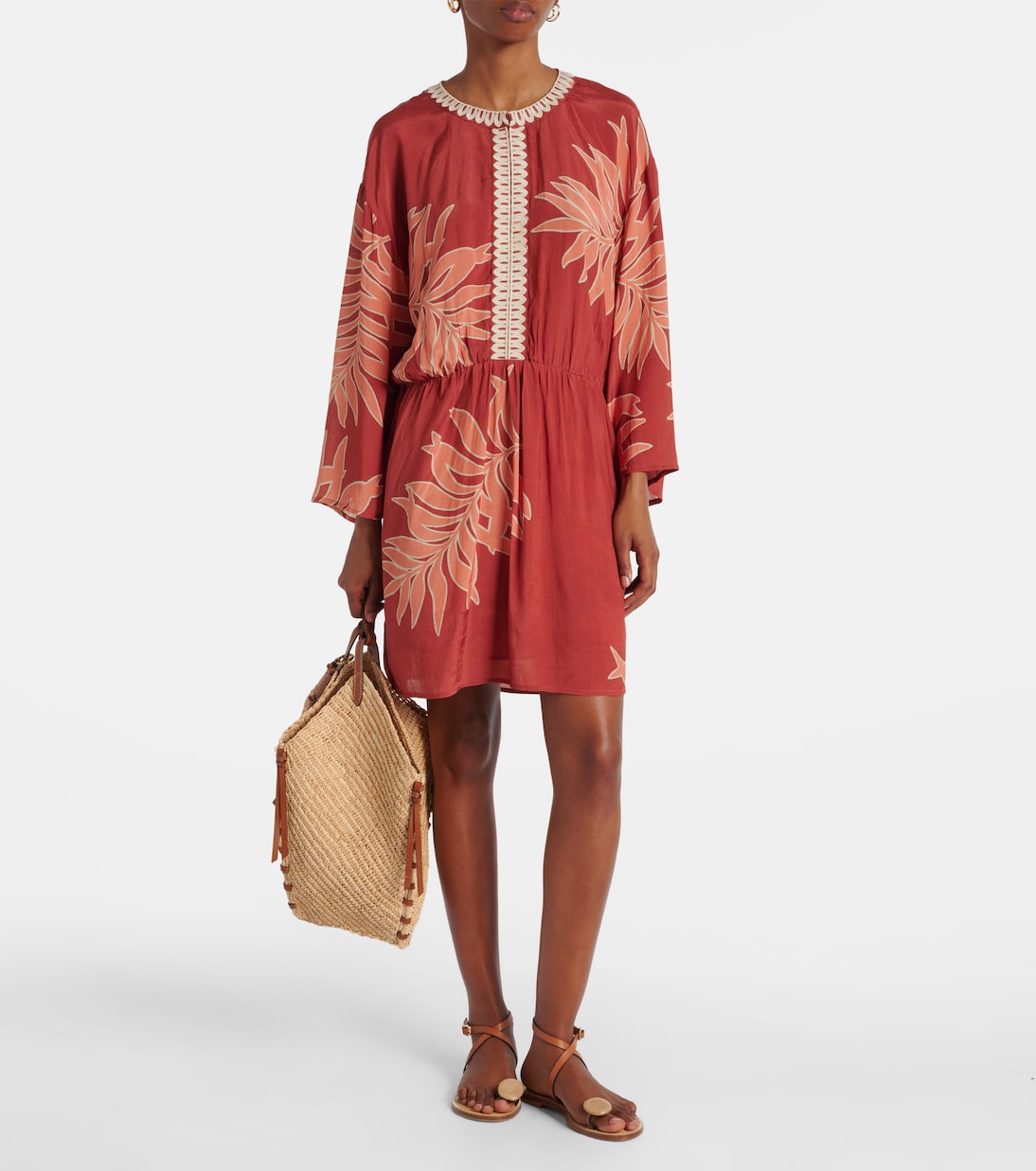 Phoebe embroidered printed minidress | Velvet