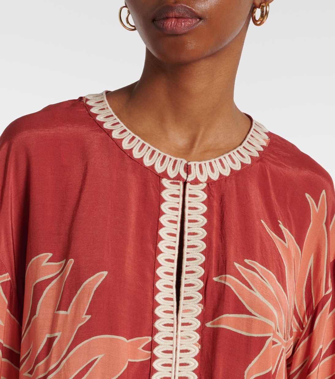 Phoebe embroidered printed minidress | Velvet