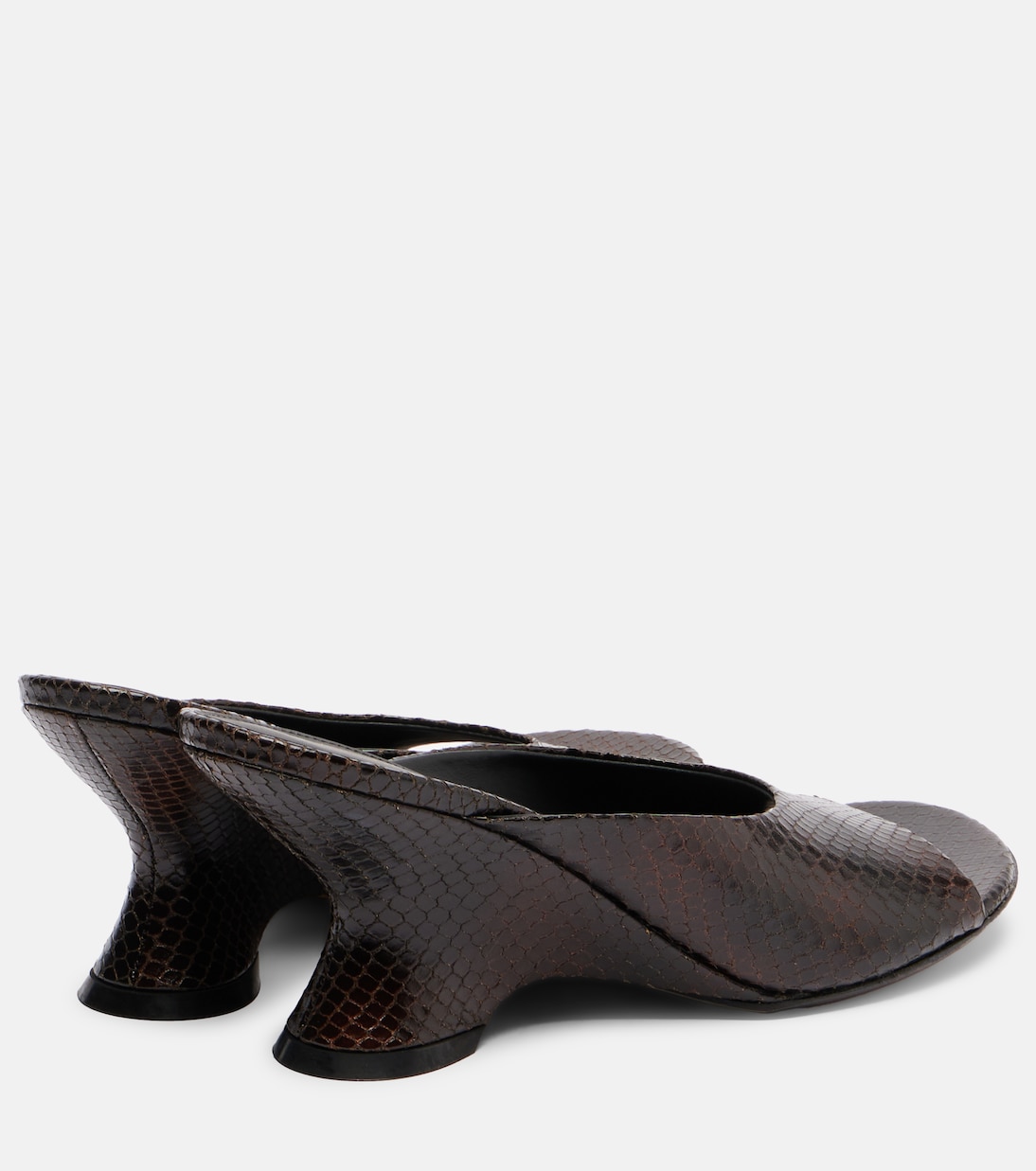 75 snake-effect leather wedge mules | Dries Van Noten
