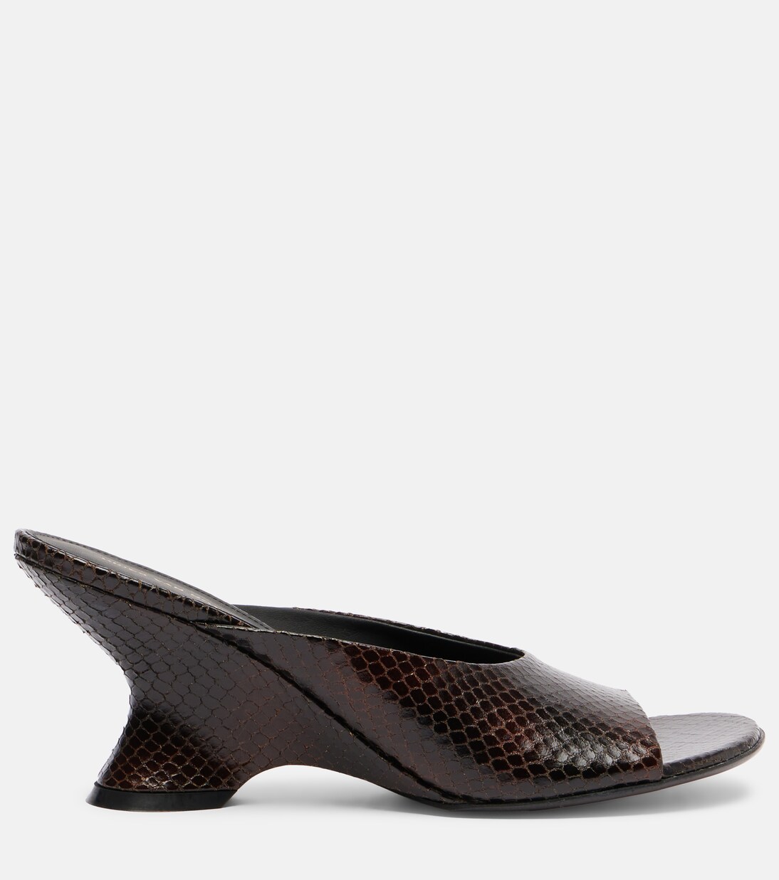 75 snake-effect leather wedge mules | Dries Van Noten