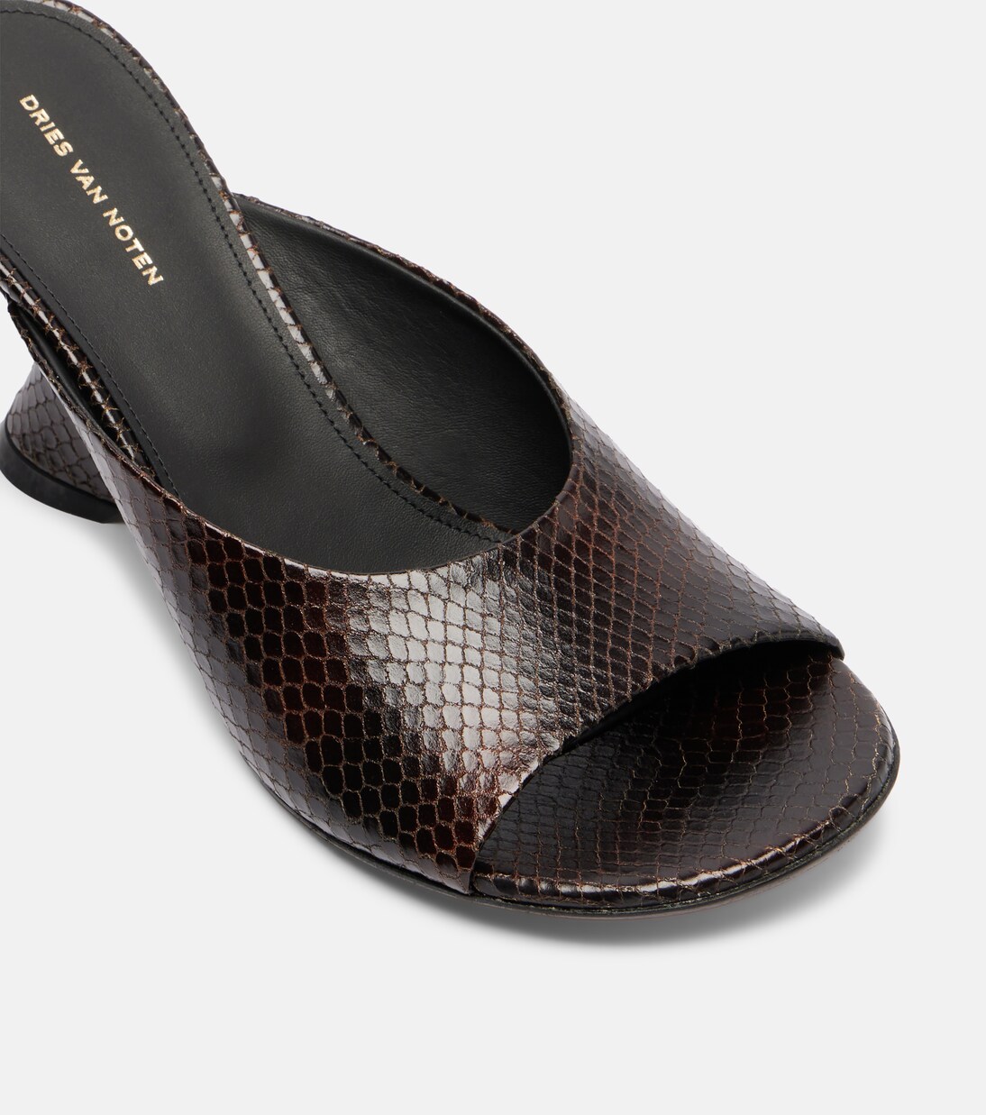 75 snake-effect leather wedge mules | Dries Van Noten
