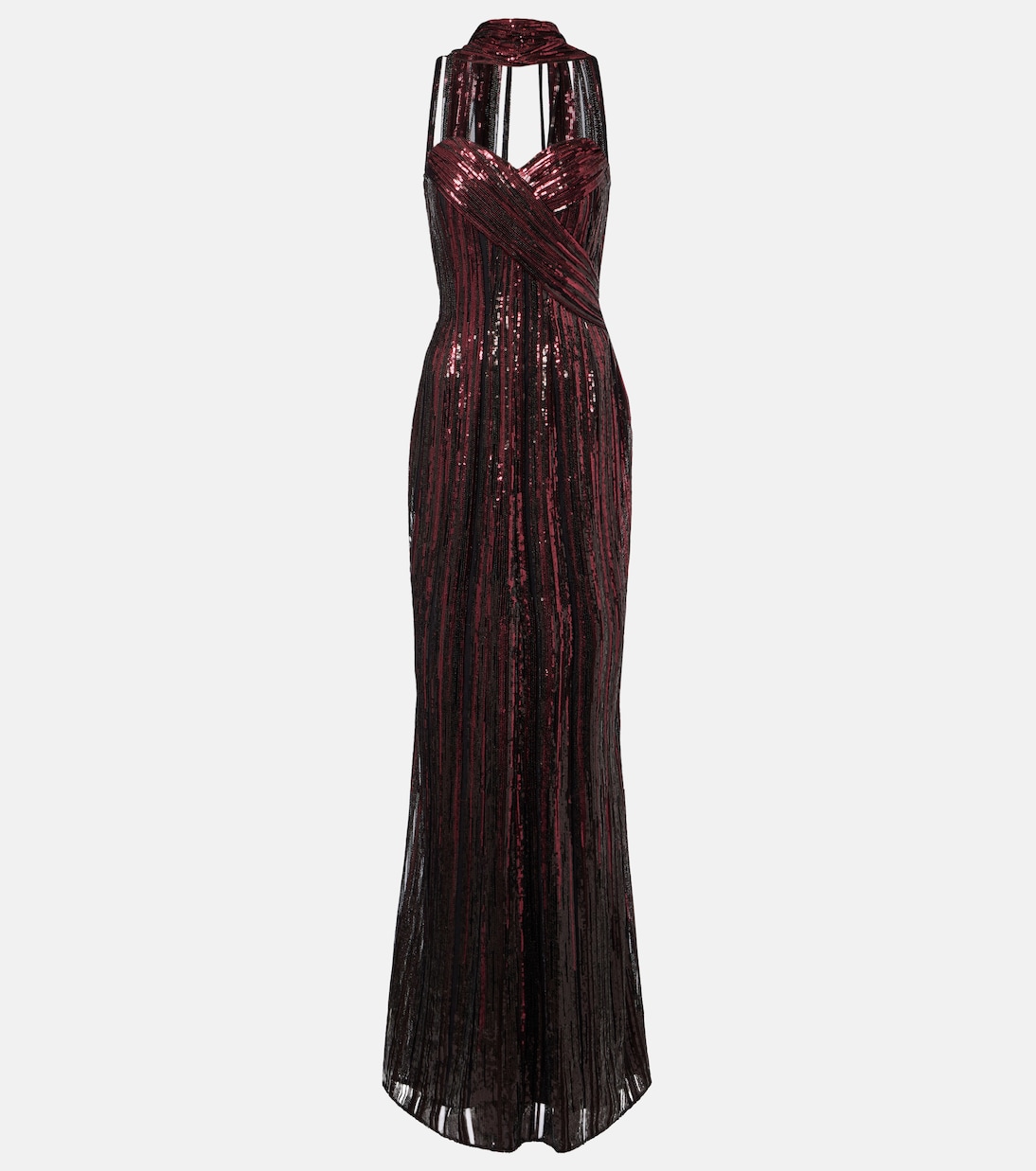 Scarf-detail sequined gown | Elie Saab