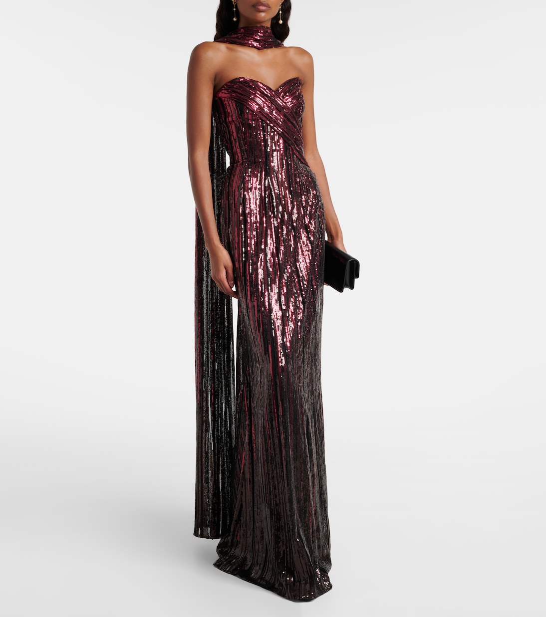 Scarf-detail sequined gown | Elie Saab