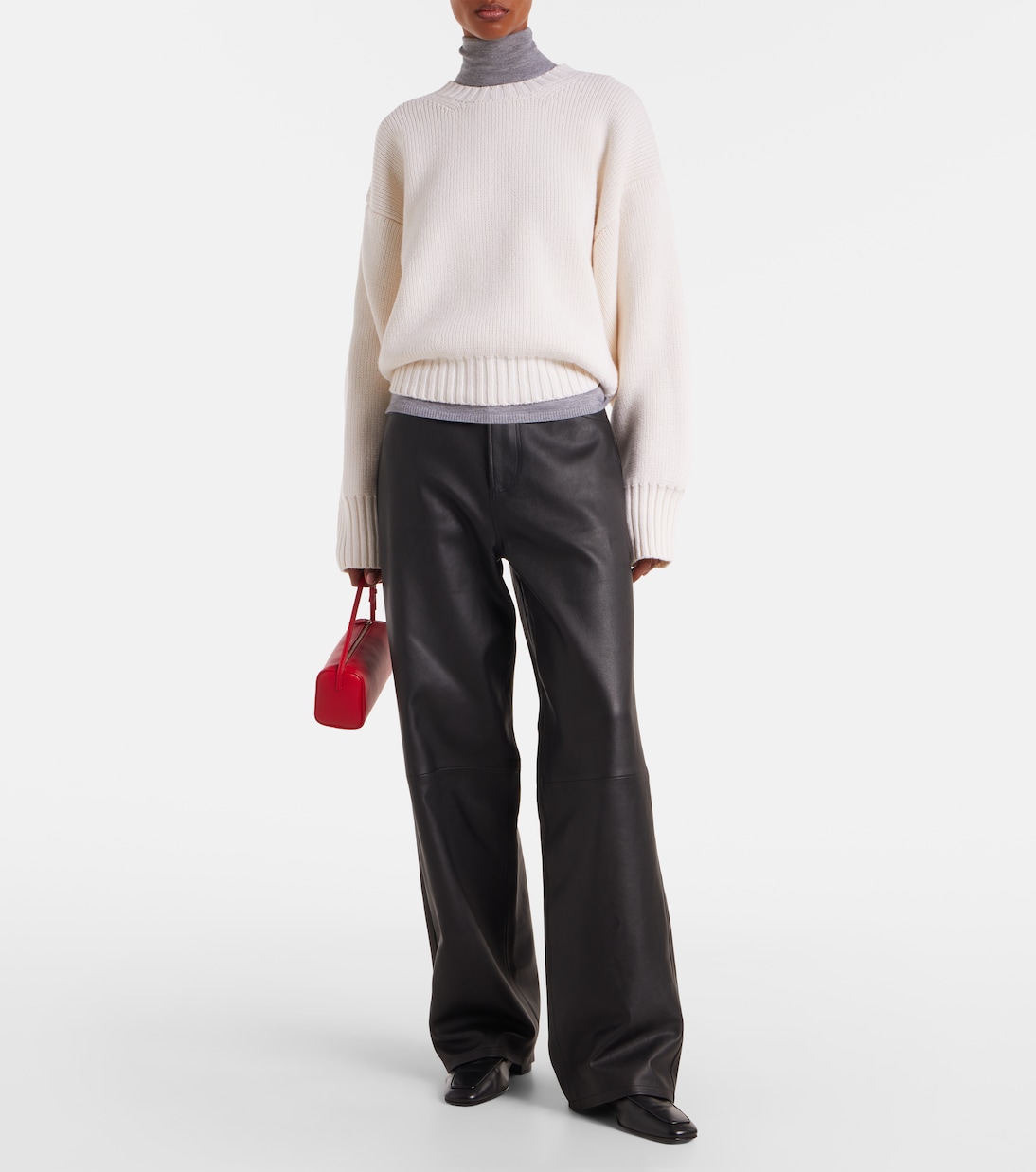 Pantalon ample à taille haute en cuir | Róhe