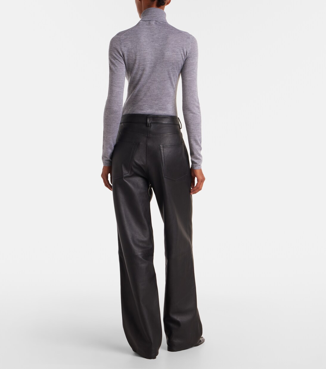 Pantalon ample à taille haute en cuir | Róhe