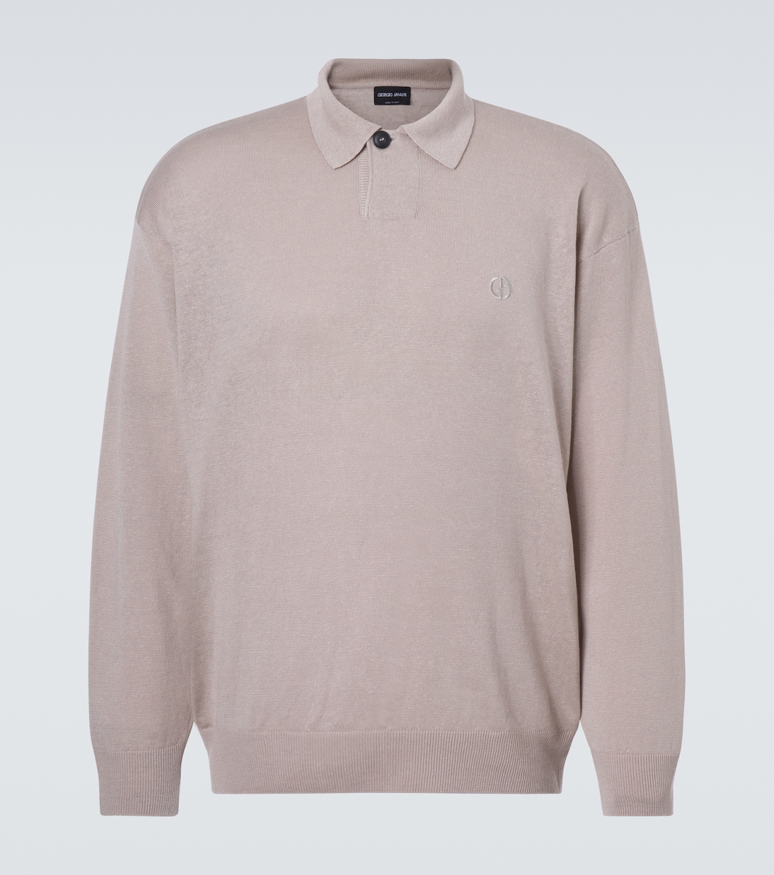Embroidered linen-blend polo sweater | Giorgio Armani