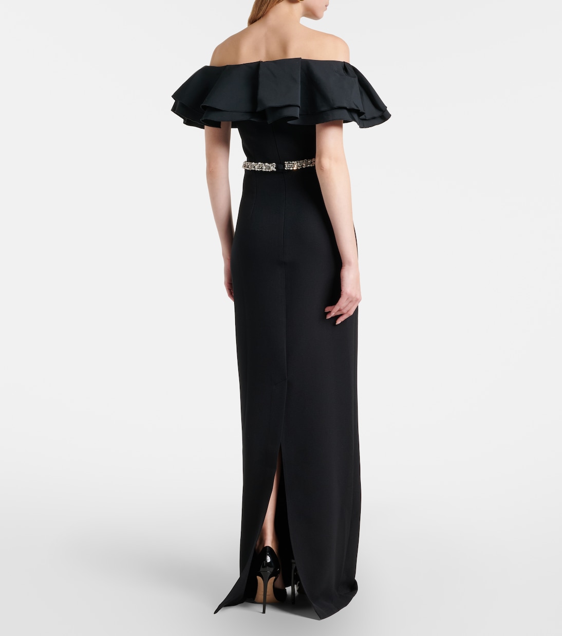 Ryan crystal-embellished ruffled crêpe gown | Safiyaa
