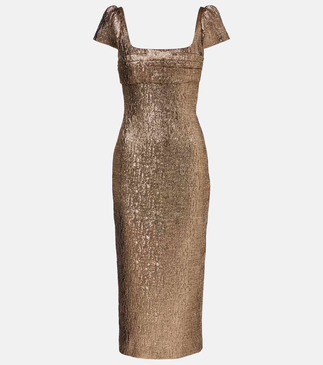 Draped lamé jacquard cocktail dress | Roland Mouret