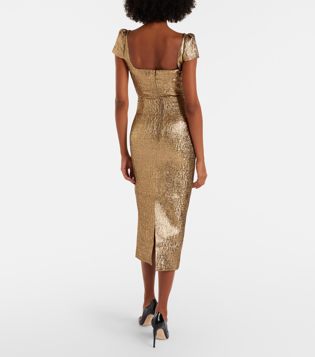 Draped lamé jacquard cocktail dress | Roland Mouret