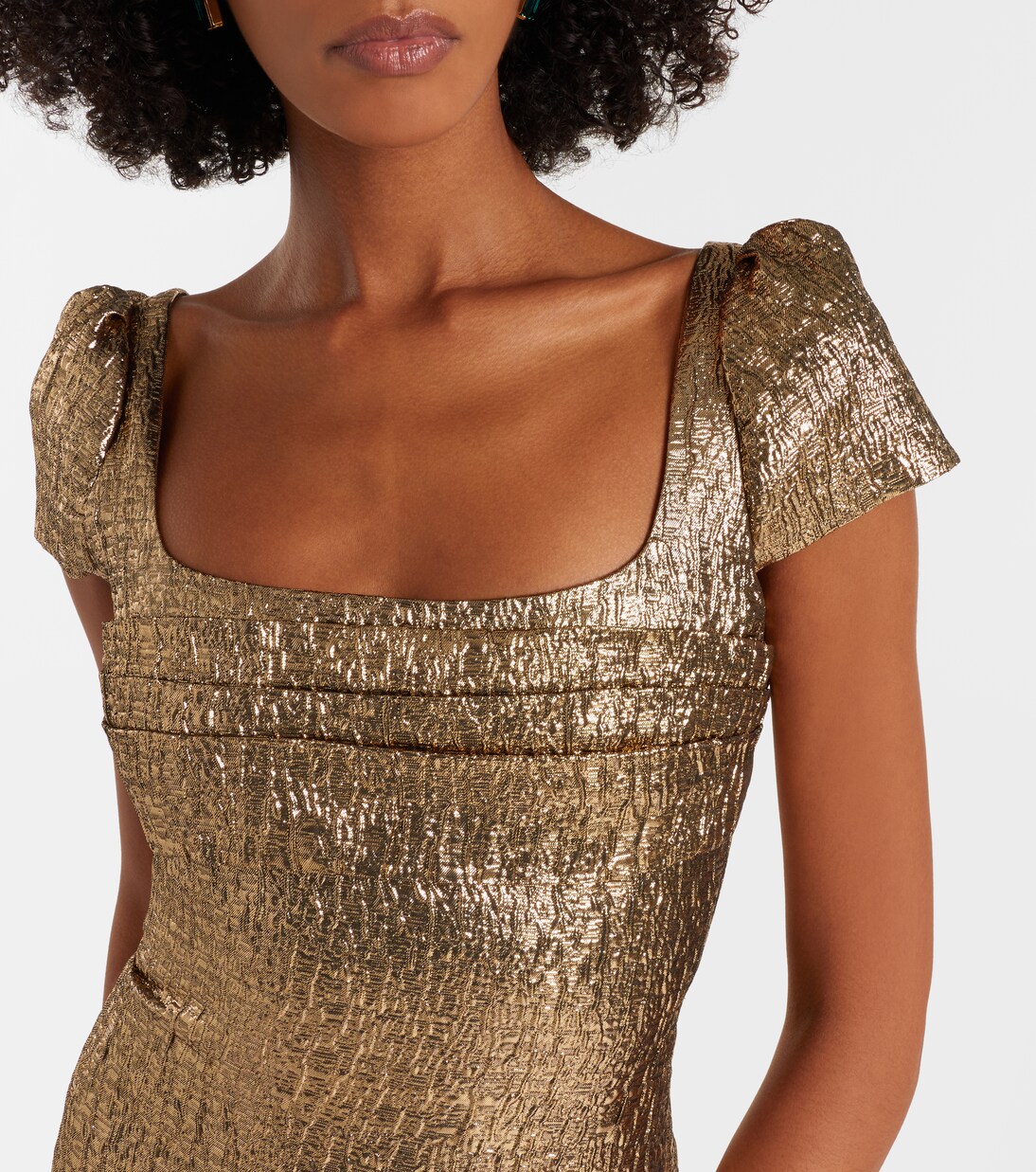 Draped lamé jacquard cocktail dress | Roland Mouret