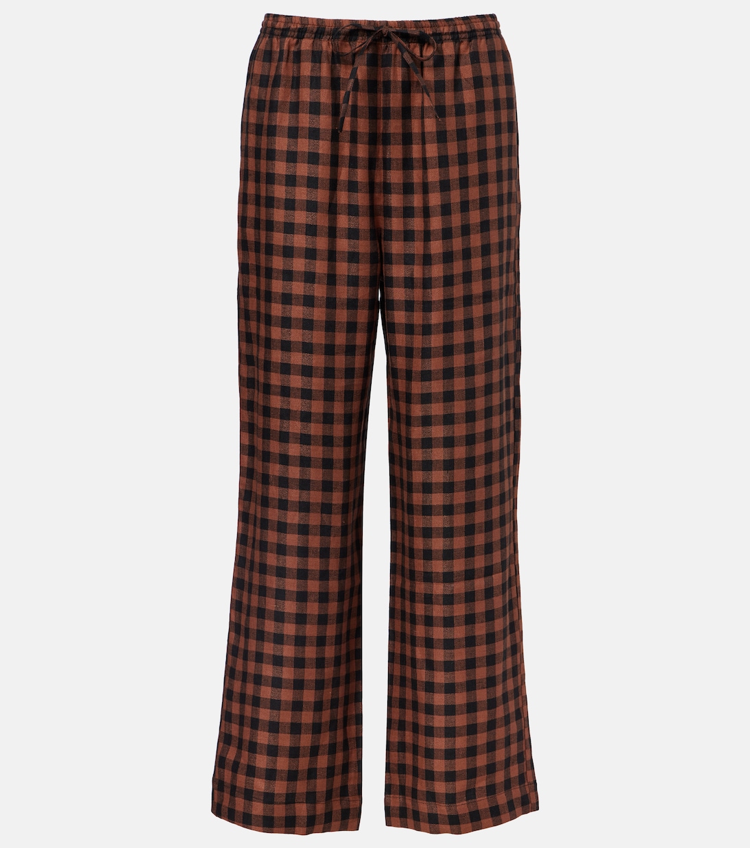 Checked linen wide-leg pants | Asceno