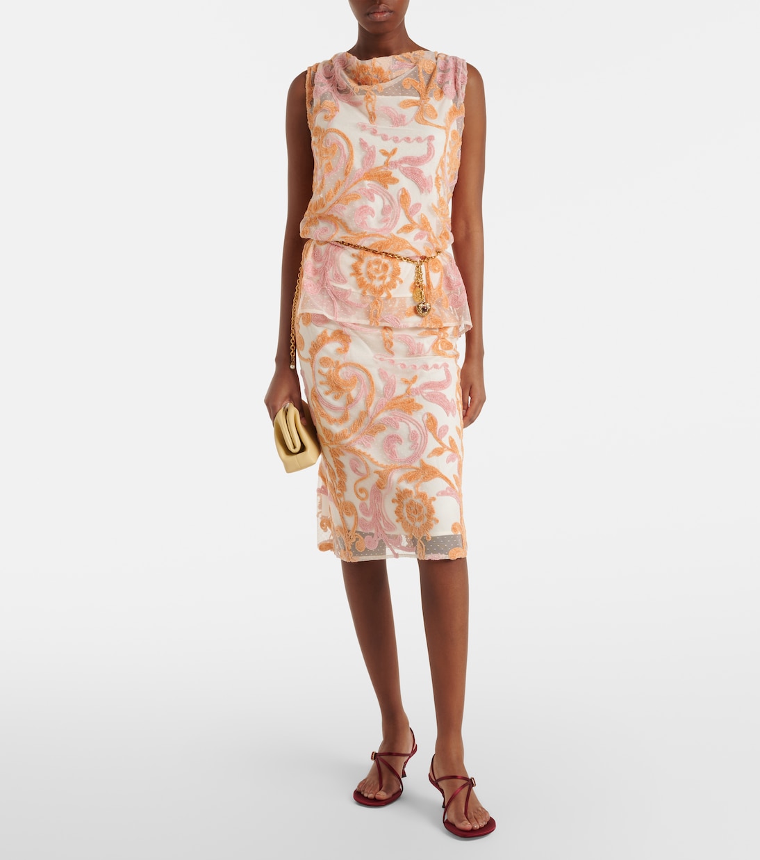 Bestickter Midirock aus Samt und Tüll | Xu Zhi