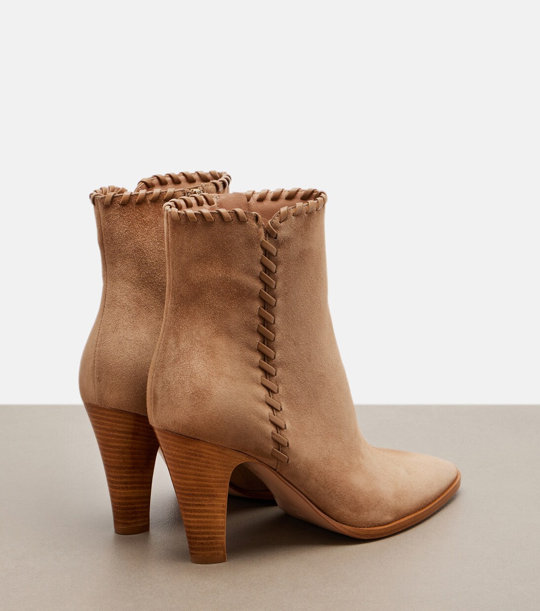 Leather-trimmed suede ankle boots | Gianvito Rossi