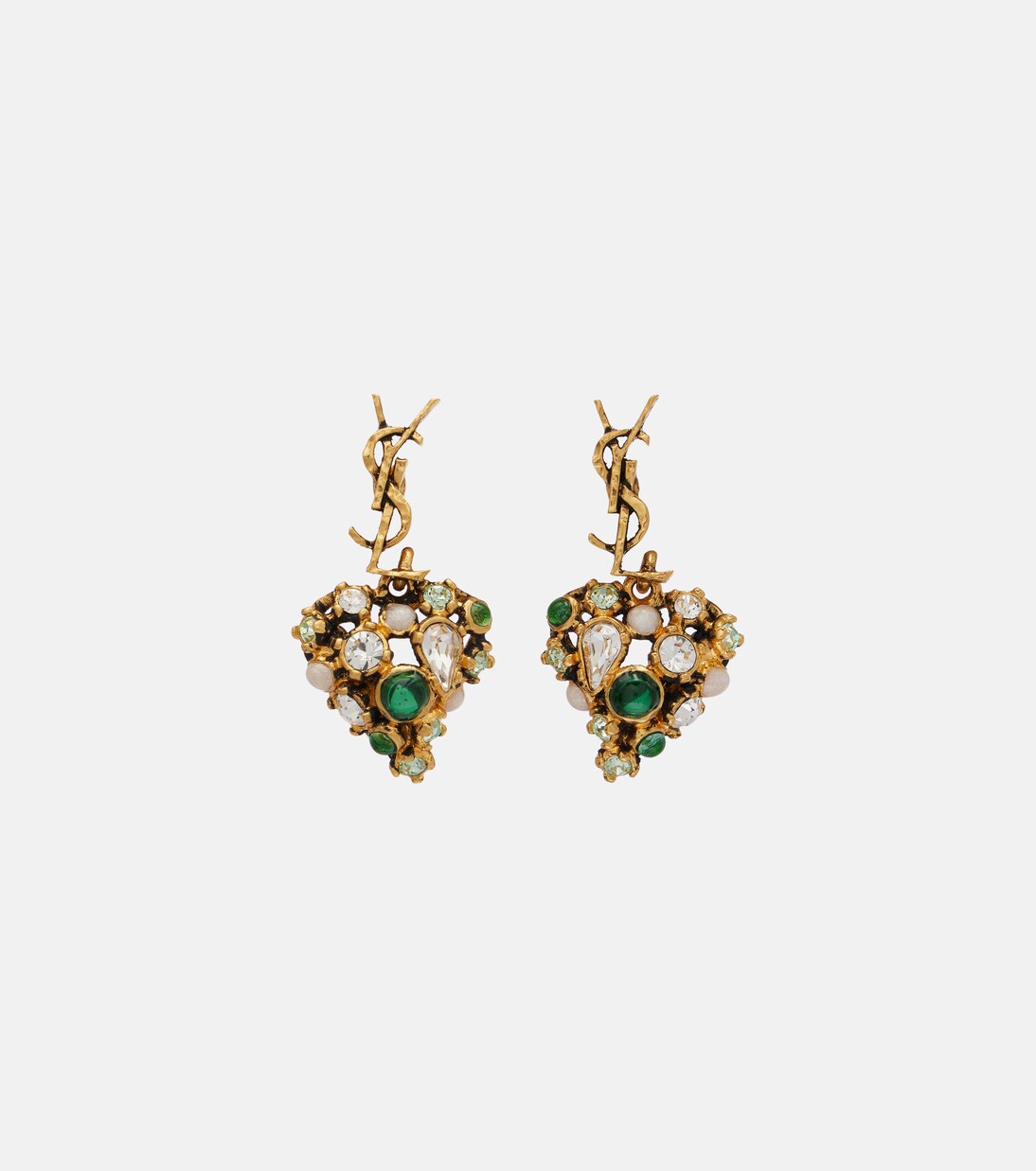 Cassandre embellished drop earrings | Saint Laurent