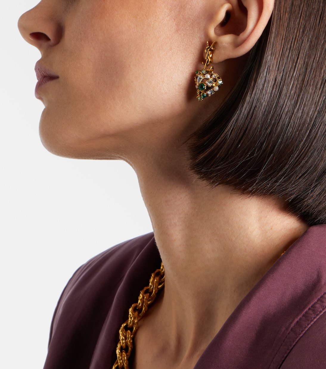 Cassandre embellished drop earrings | Saint Laurent