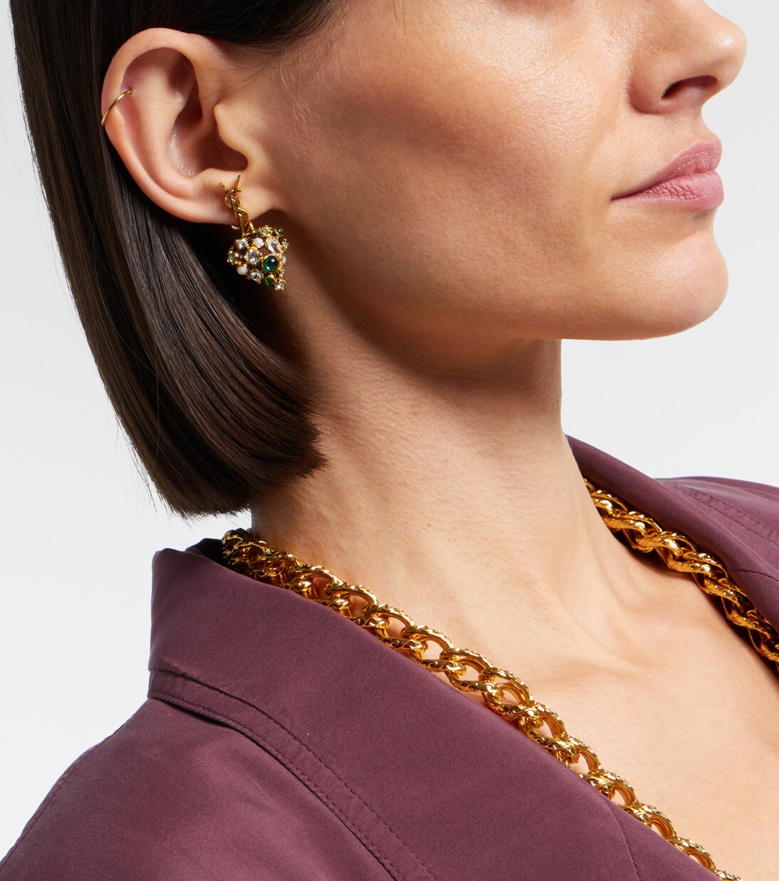 Cassandre embellished drop earrings | Saint Laurent