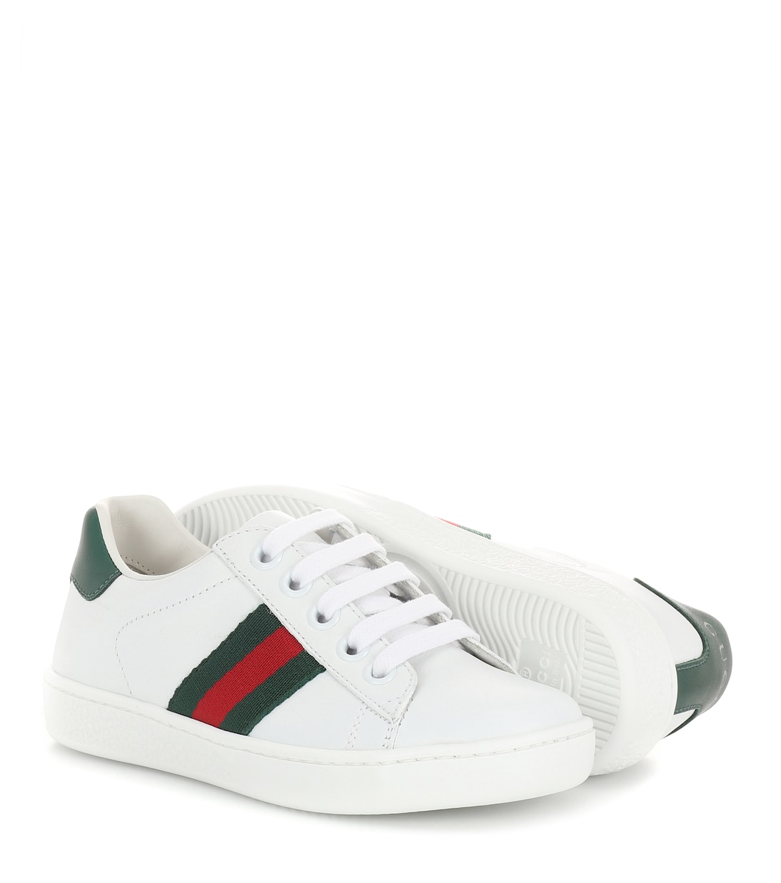 Ace leather sneakers in white Gucci Kids Mytheresa