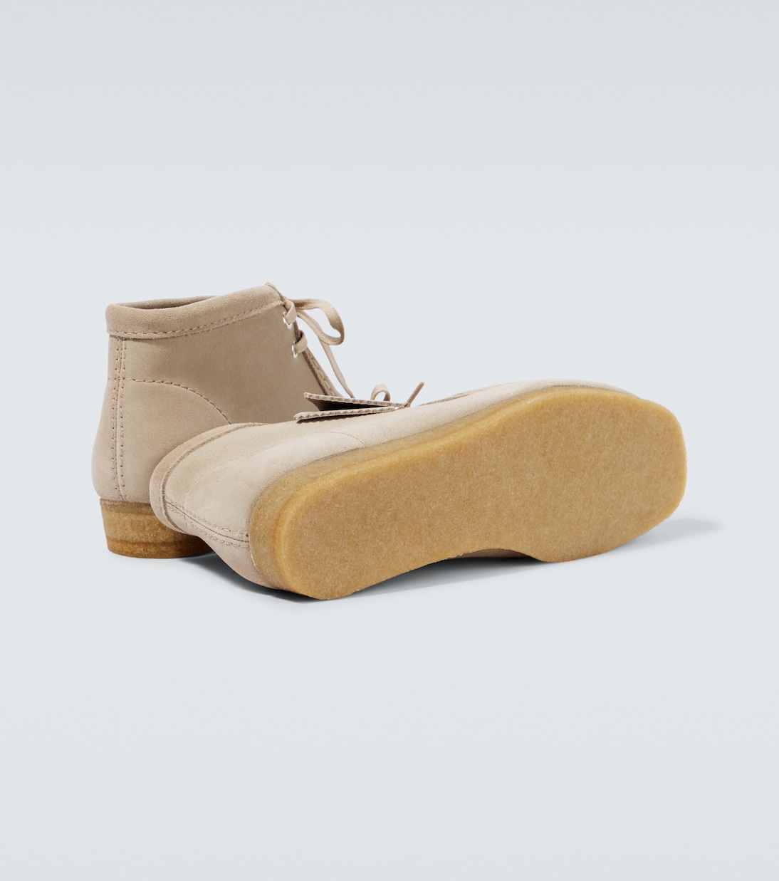 x Undercover Wallabee suede boots in beige Clarks Originals Mytheresa
