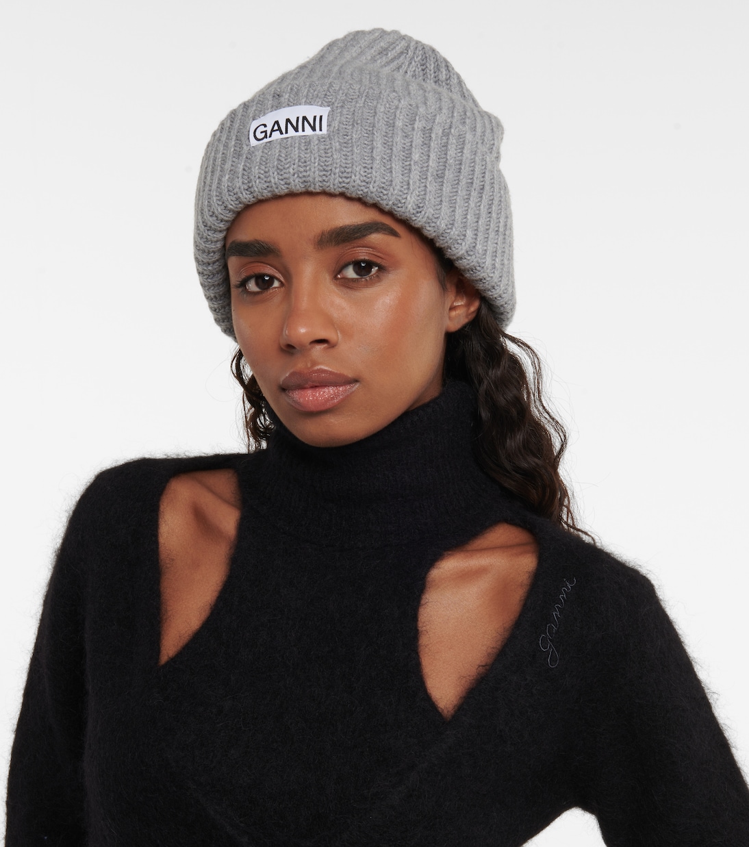Ribbed-knit wool-blend beanie | Ganni