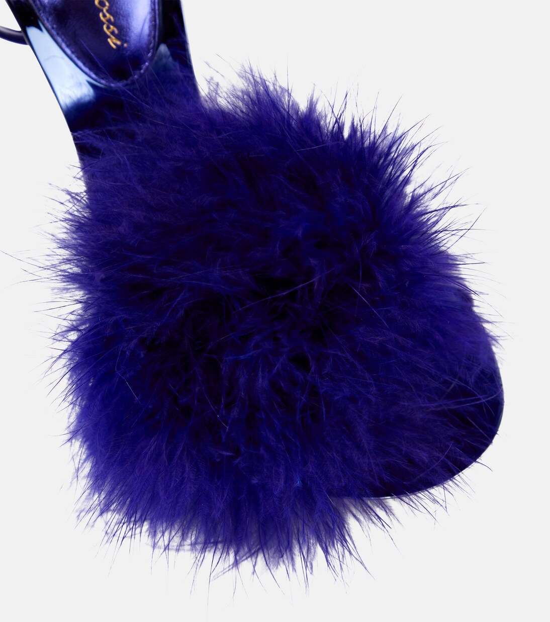 Feather-trimmed leather sandals | Gianvito Rossi