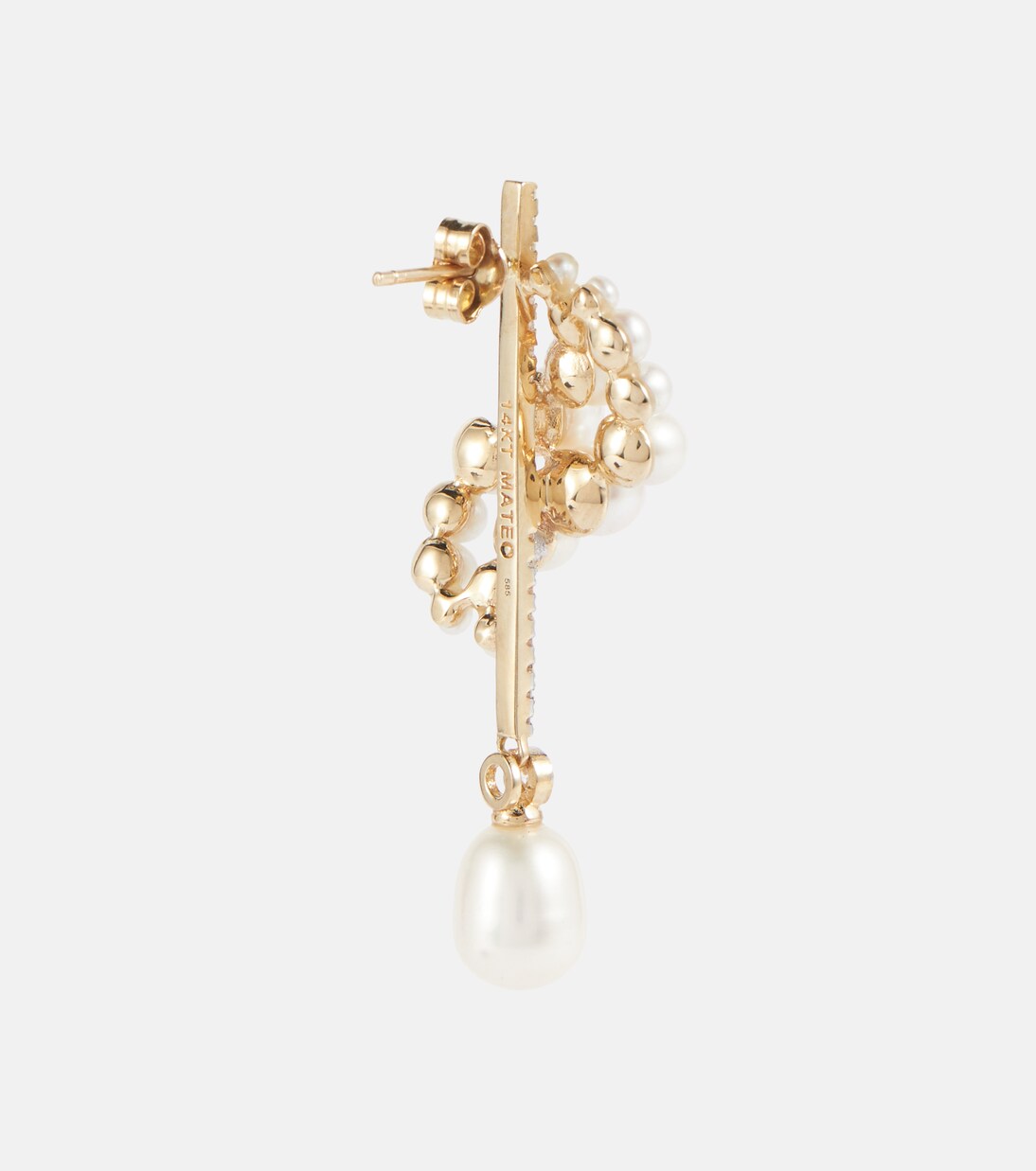 Boucles d’oreilles en or 14 ct, diamants et perles | Mateo