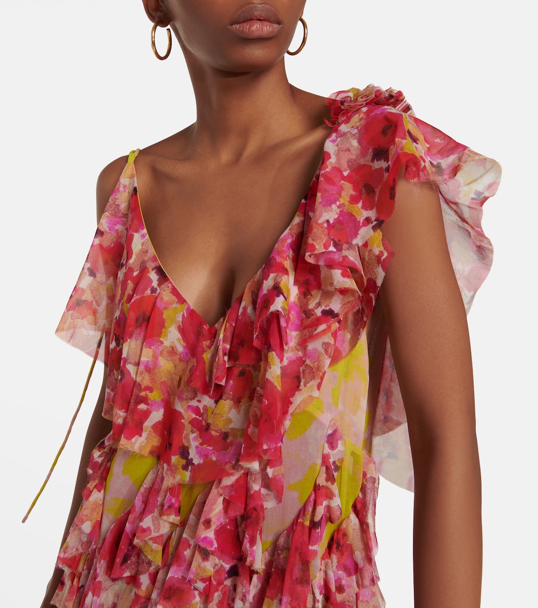 Silk-blend floral midi dress | Dries Van Noten