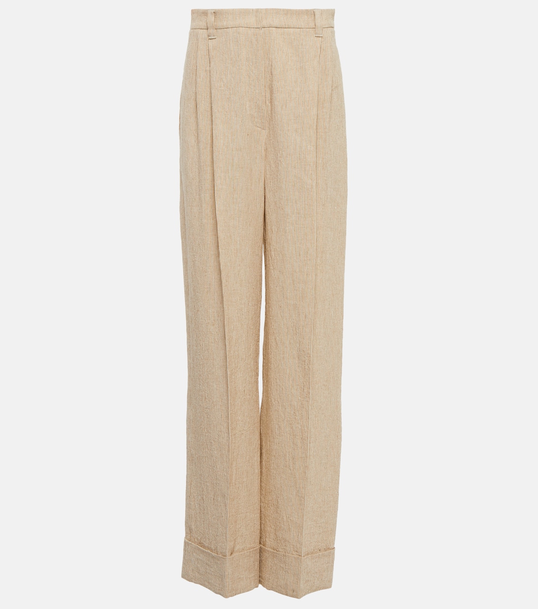 Pantalon ample en lin à taille haute | Brunello Cucinelli