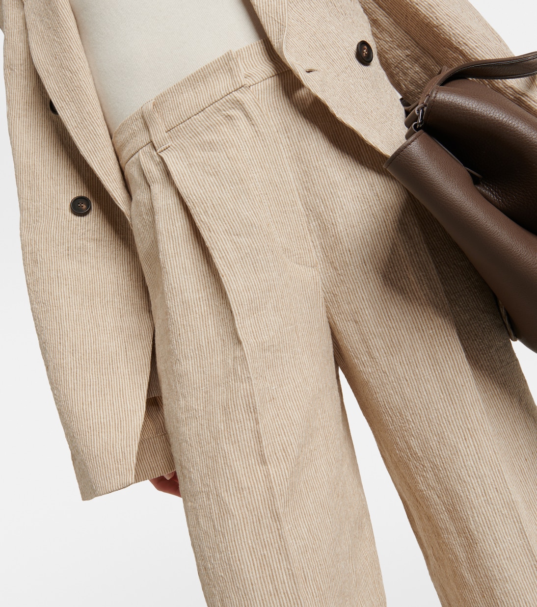 Pantalon ample en lin à taille haute | Brunello Cucinelli