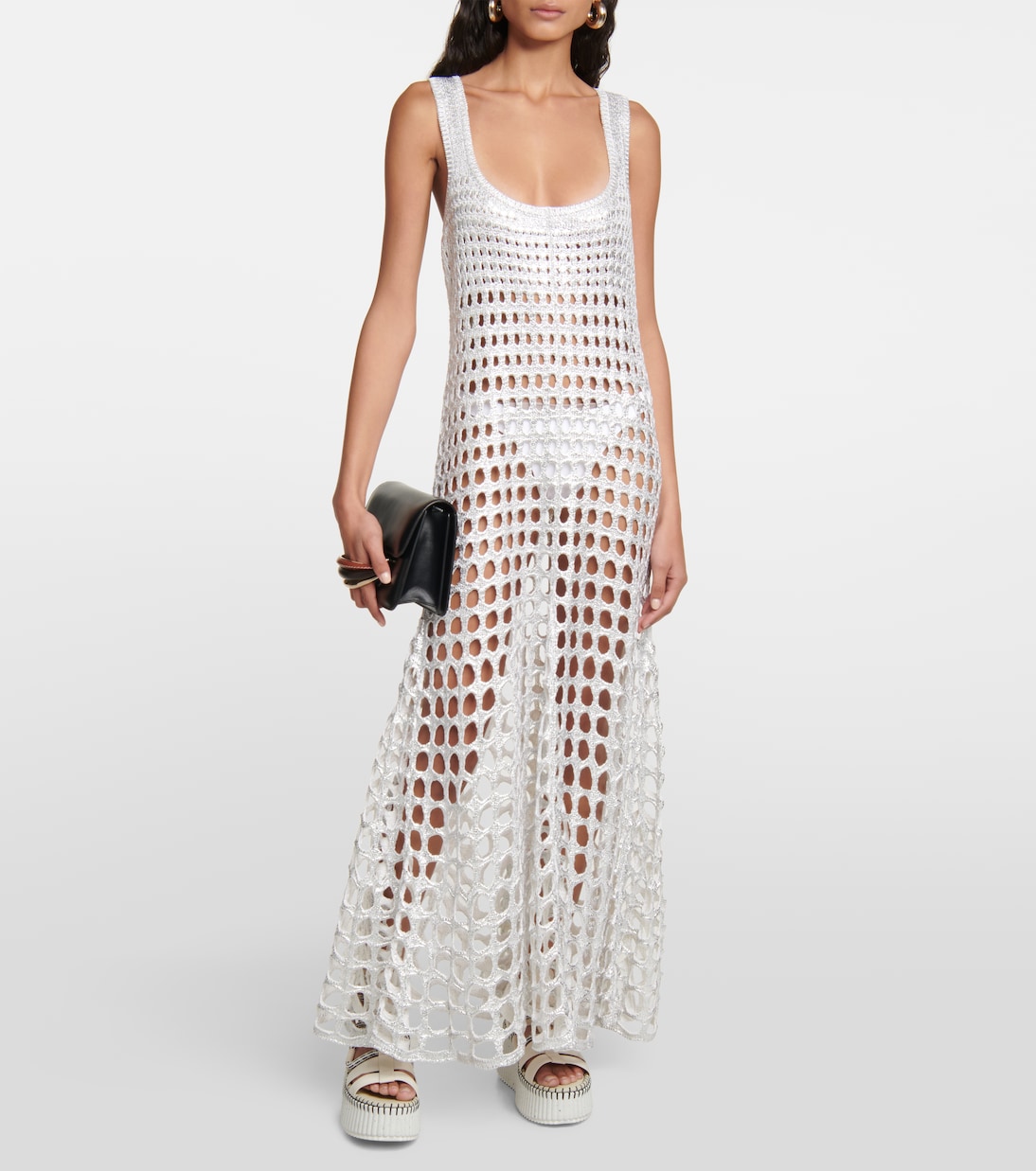 Abito lungo in crochet di seta | Chloé