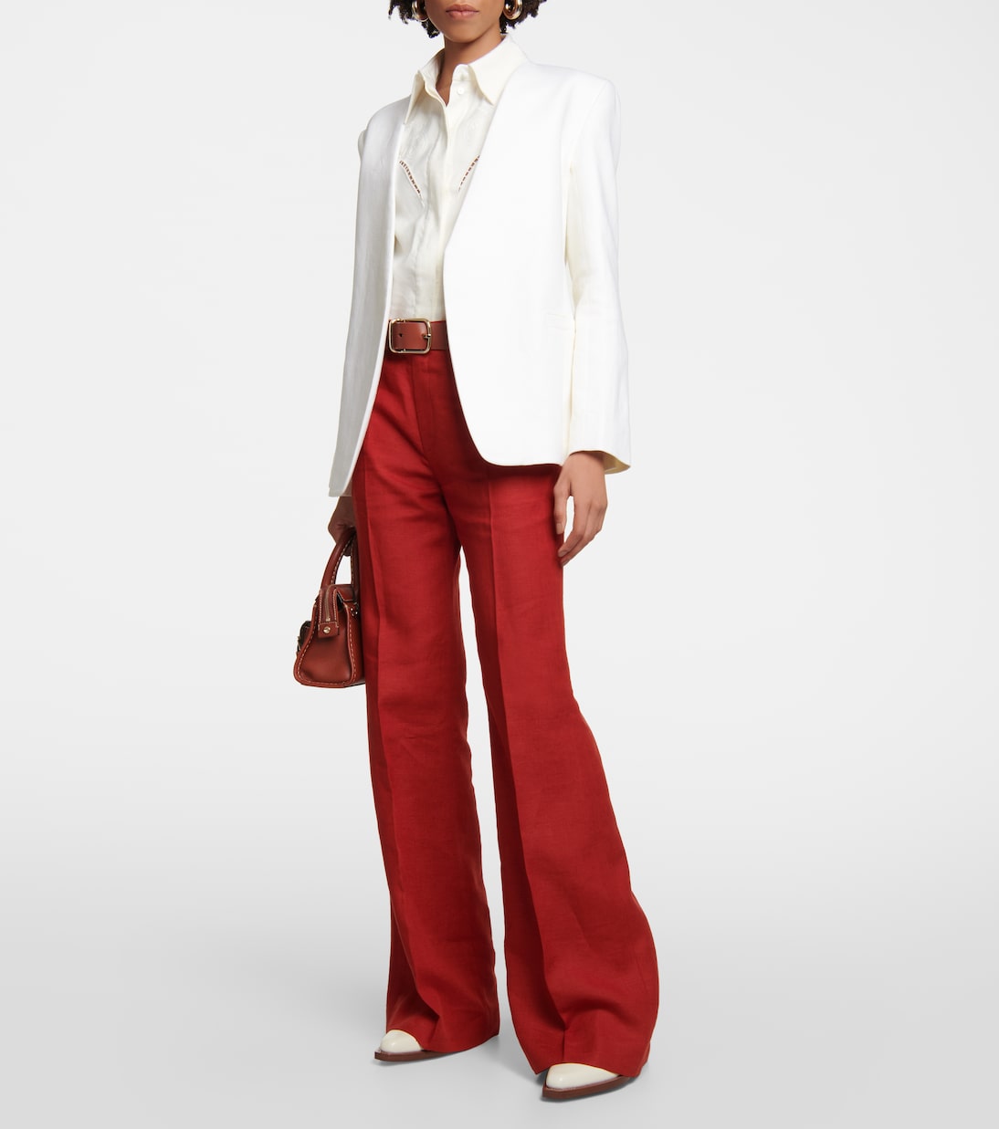 Pantaloni flared in lino a vita alta | Chloé