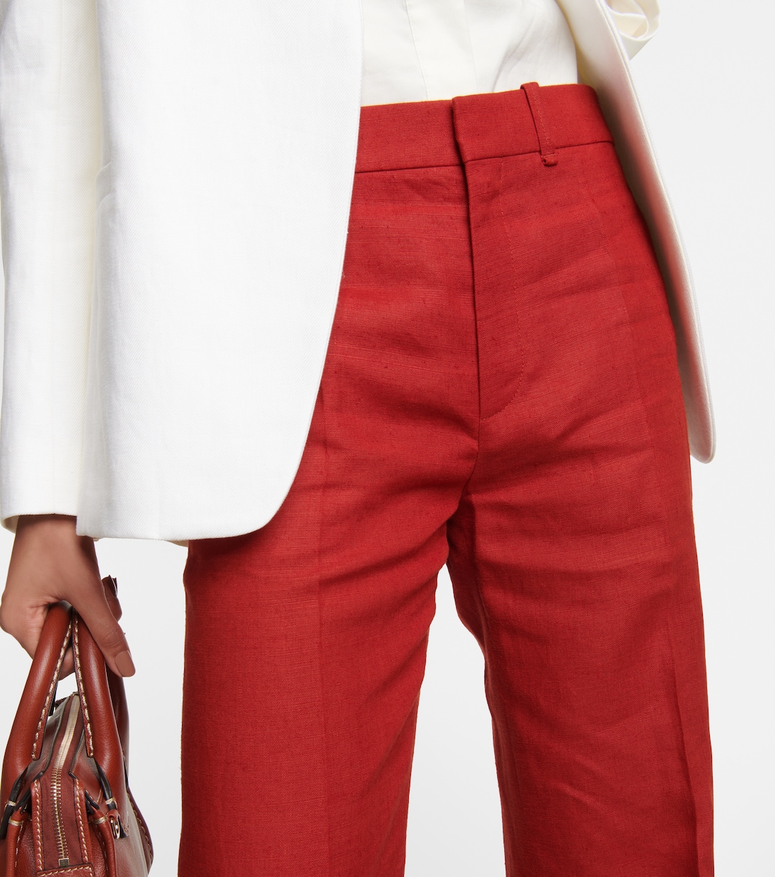 Pantaloni flared in lino a vita alta | Chloé
